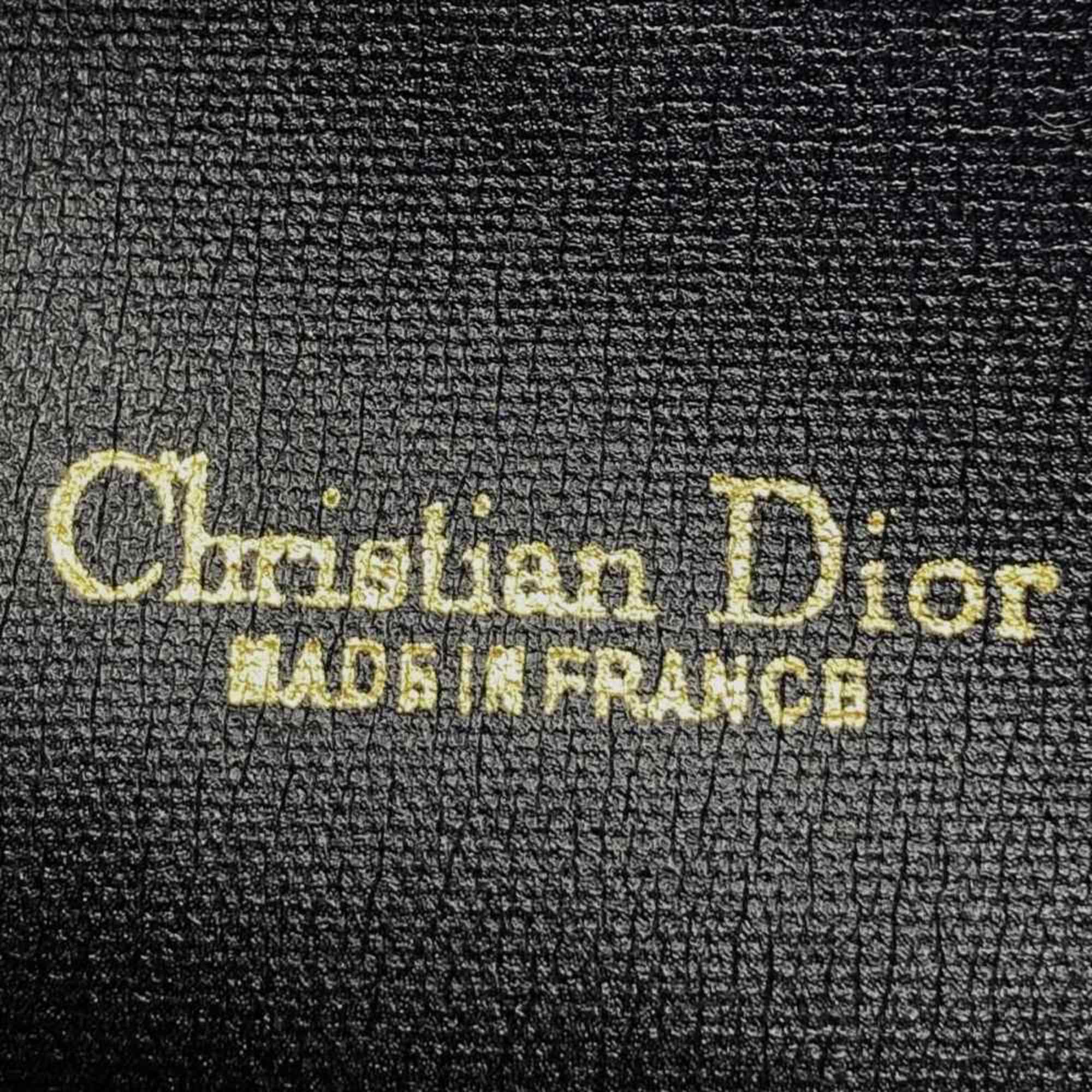 Christian Dior Dior Chain Shoulder Bag Retro Nylon/Leather Black Gold Women's