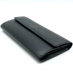 LOUIS VUITTON Louis Vuitton Portefeuille Sarah Bi-fold Wallet Long Epi Leather Noir Black M63742 Men's Women's