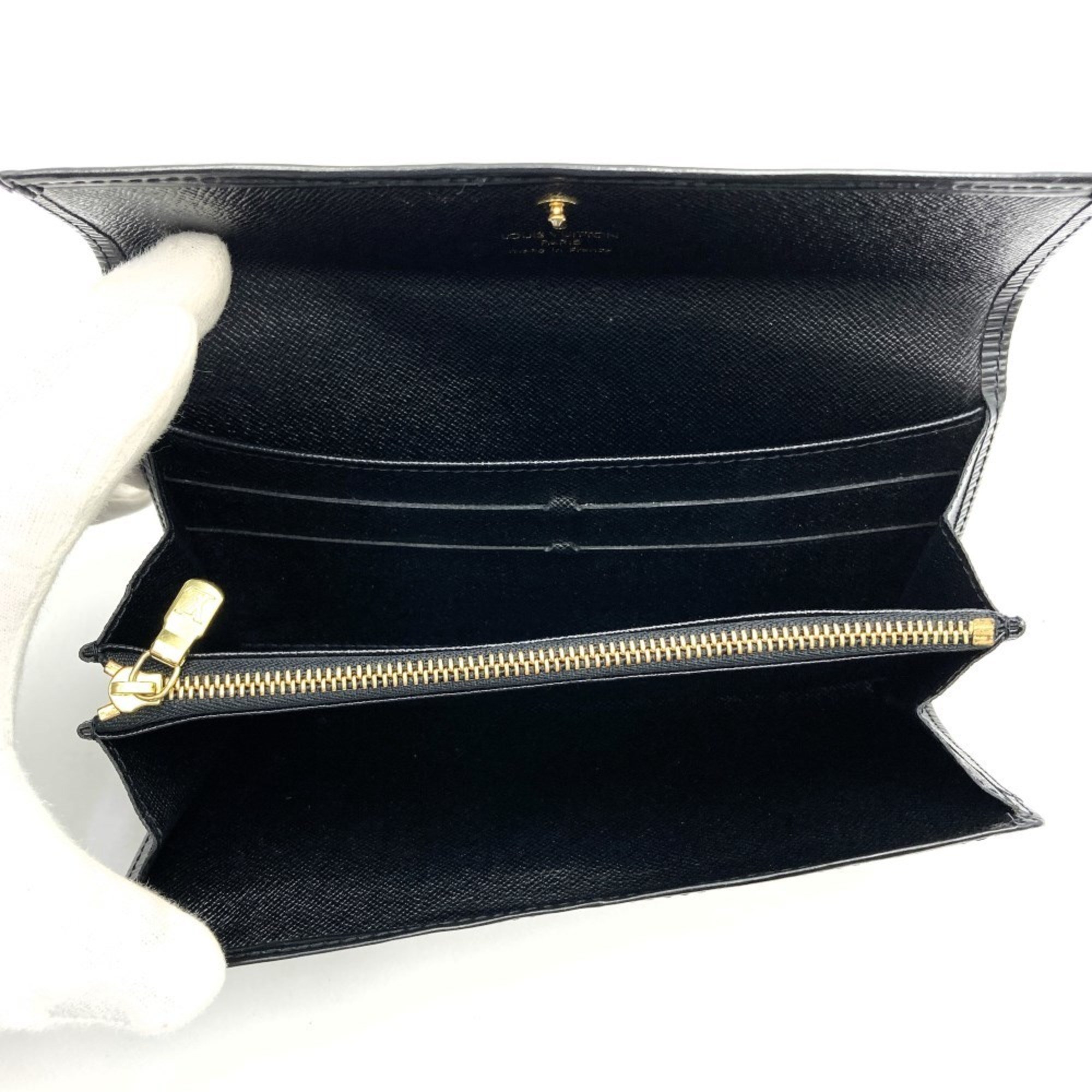 LOUIS VUITTON Louis Vuitton Portefeuille Sarah Bi-fold Wallet Long Epi Leather Noir Black M63742 Men's Women's