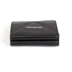 BALENCIAGA Paper Tri-fold Wallet Leather Black Women's