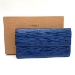 LOUIS VUITTON Louis Vuitton Portefeuille Sarah Long Wallet Epi Leather Blue M63572 Women's Men's