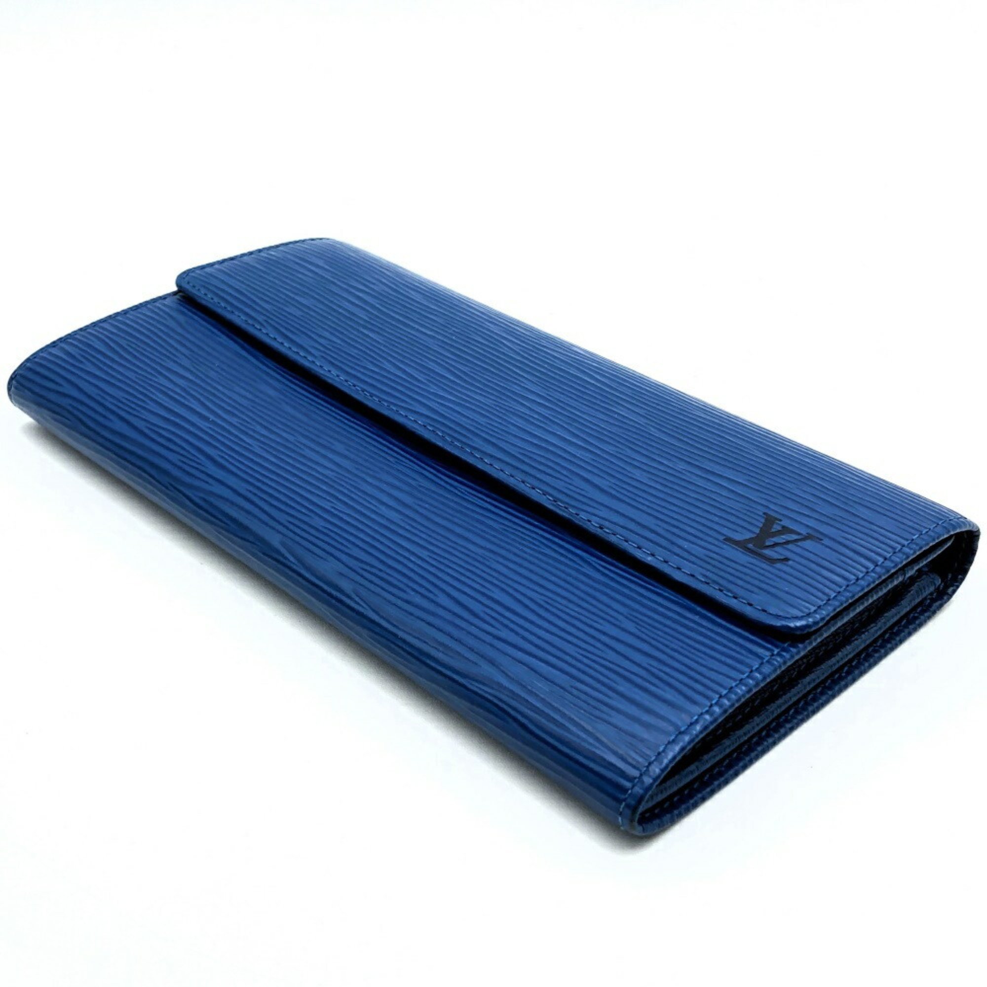 LOUIS VUITTON Louis Vuitton Portefeuille Sarah Long Wallet Epi Leather Blue M63572 Women's Men's