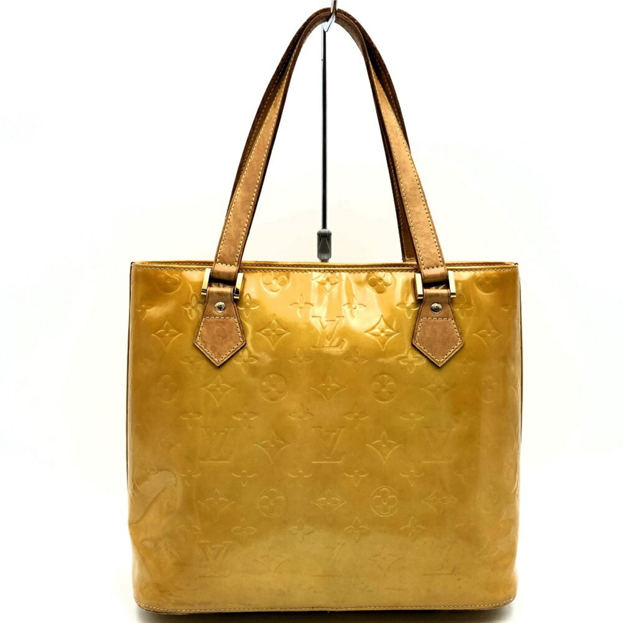 LOUIS VUITTON Louis Vuitton Houston Handbag Monogram Vernis Beige Yellow M91004 Women's