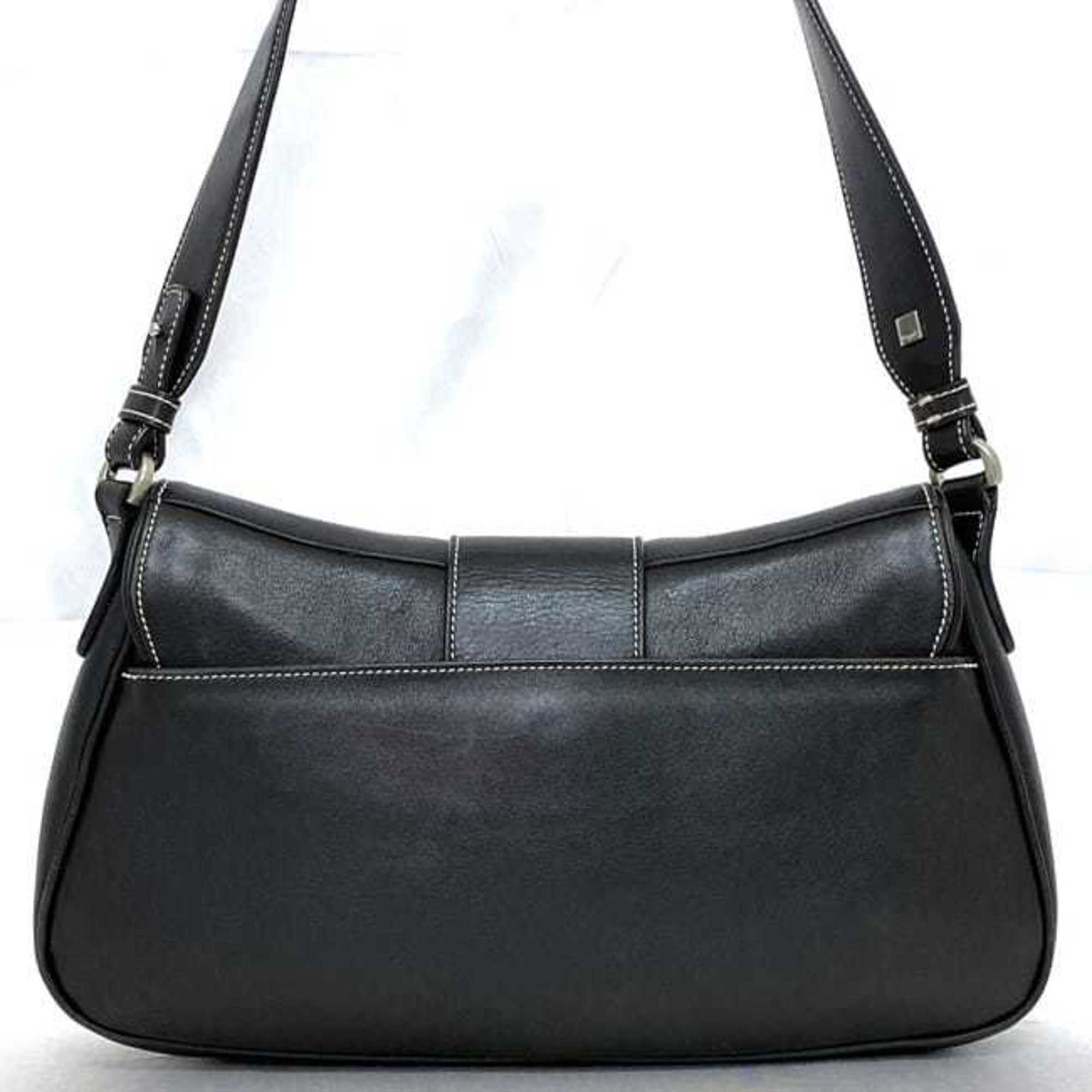 Salvatore Ferragamo Bag ec-21595 Black BK-21 3764 Leather Flap Women's