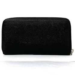 BVLGARI Round Long Wallet ec-21501 Black 20886 Classico Grain Leather