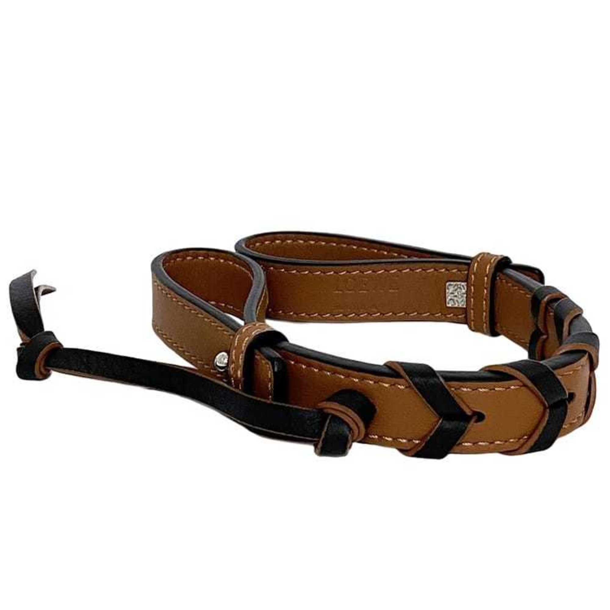 LOEWE Handle Short ec-21538 Brown Braided Leather 182206 Shoulder Attachment Strap Replacement Women's Unisex