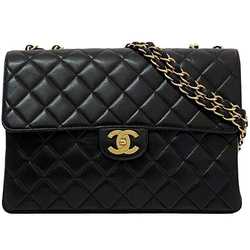 Chanel Shoulder Bag Deca Matelasse f-21614 Black Lambskin Leather 3rd Series CHANEL Coco Mark Chain Flap Turnlock Women's