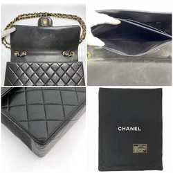 Chanel Shoulder Bag Deca Matelasse f-21614 Black Lambskin Leather 3rd Series CHANEL Coco Mark Chain Flap Turnlock Women's