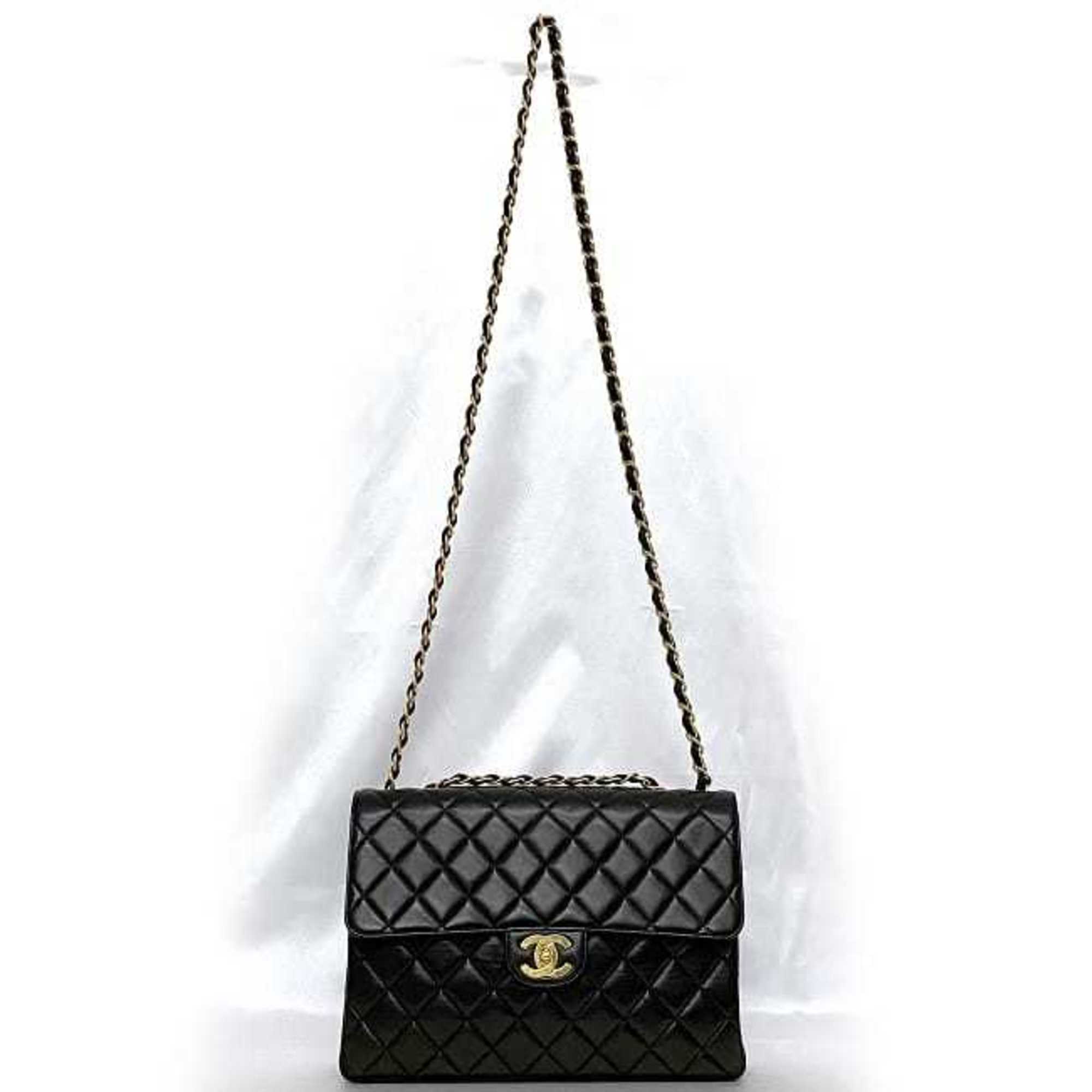 Chanel Shoulder Bag Deca Matelasse f-21614 Black Lambskin Leather 3rd Series CHANEL Coco Mark Chain Flap Turnlock Women's