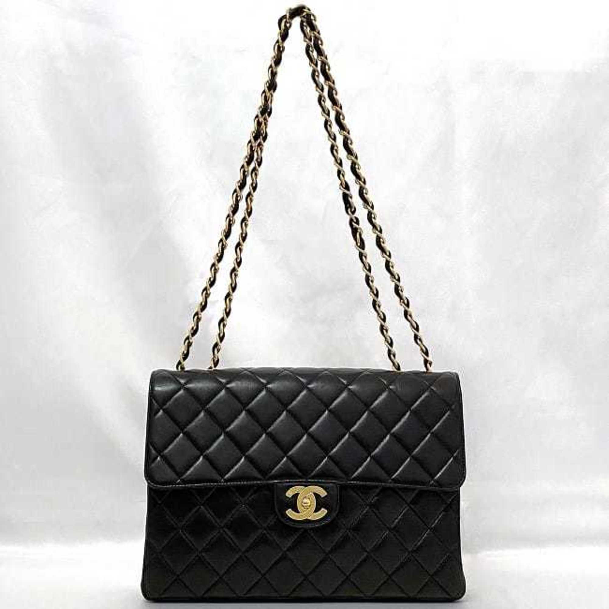 Chanel Shoulder Bag Deca Matelasse f-21614 Black Lambskin Leather 3rd Series CHANEL Coco Mark Chain Flap Turnlock Women's