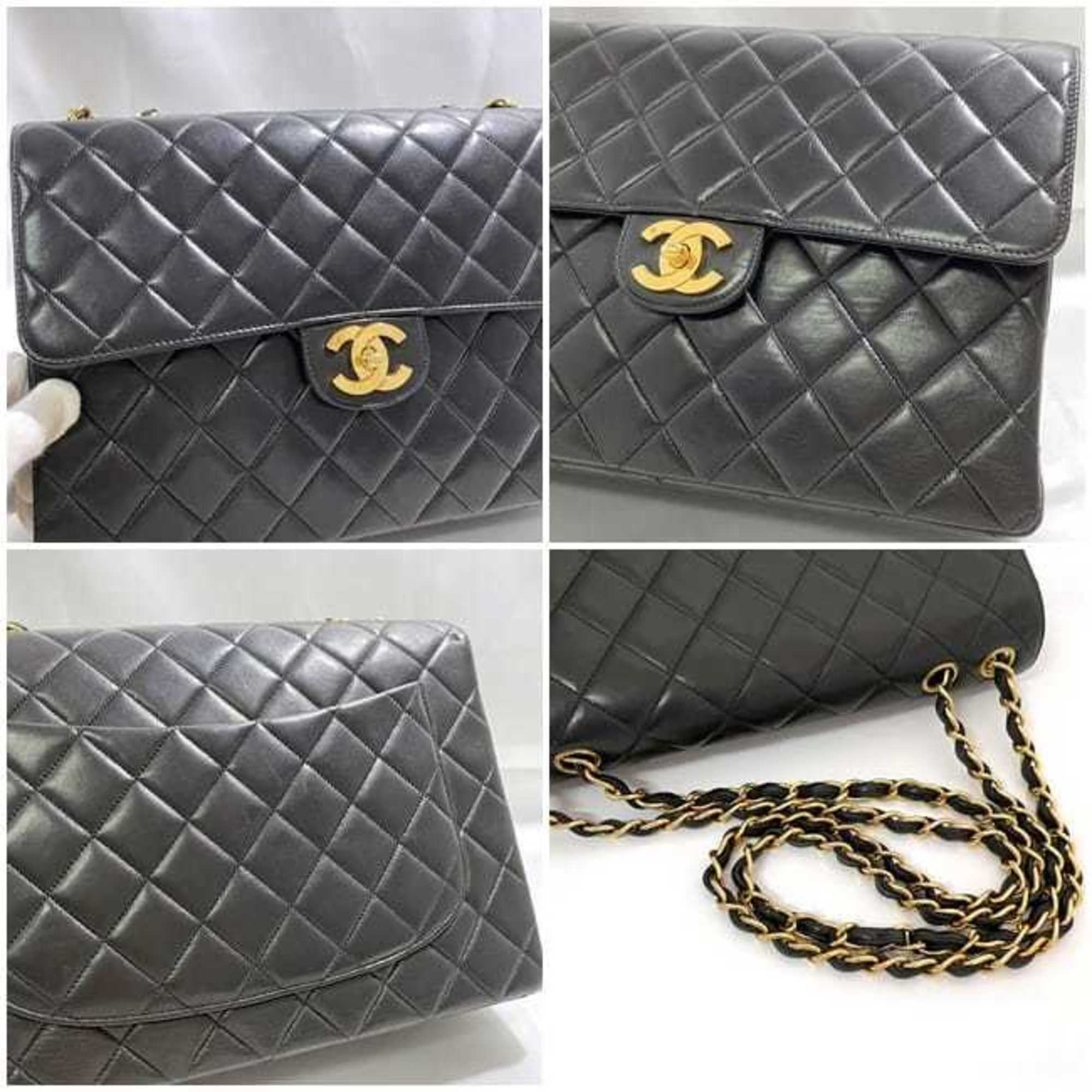 Chanel Shoulder Bag Deca Matelasse f-21614 Black Lambskin Leather 3rd Series CHANEL Coco Mark Chain Flap Turnlock Women's