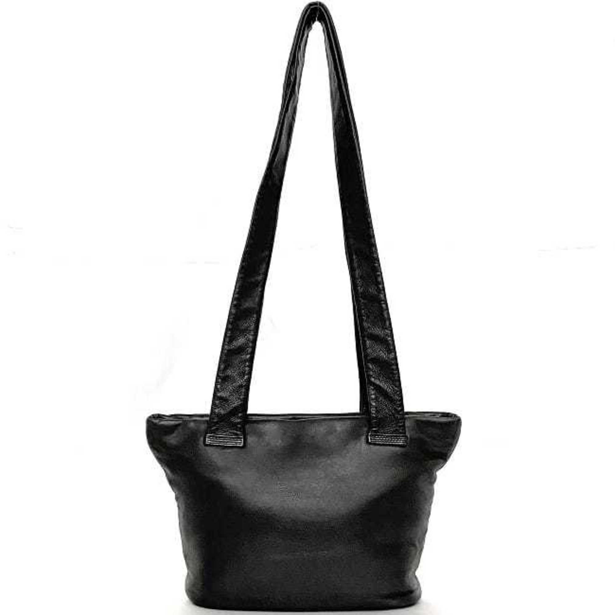 LOEWE Shoulder Bag ec-21655 Black Anagram Leather Soft Women's Men's Tote