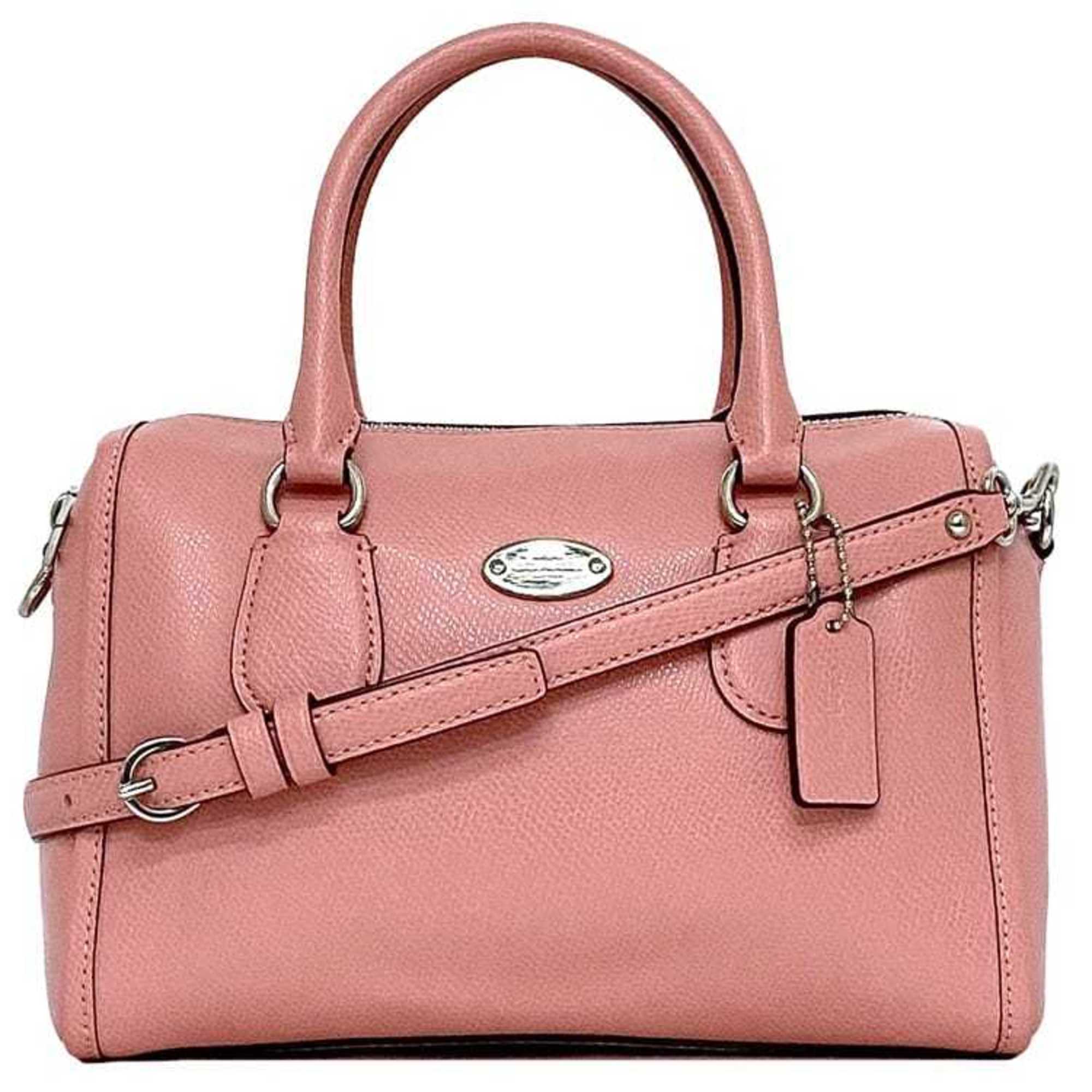 Coach 2way bag ec-21547 pink F33329 satchel leather COACH shoulder Boston ladies compact