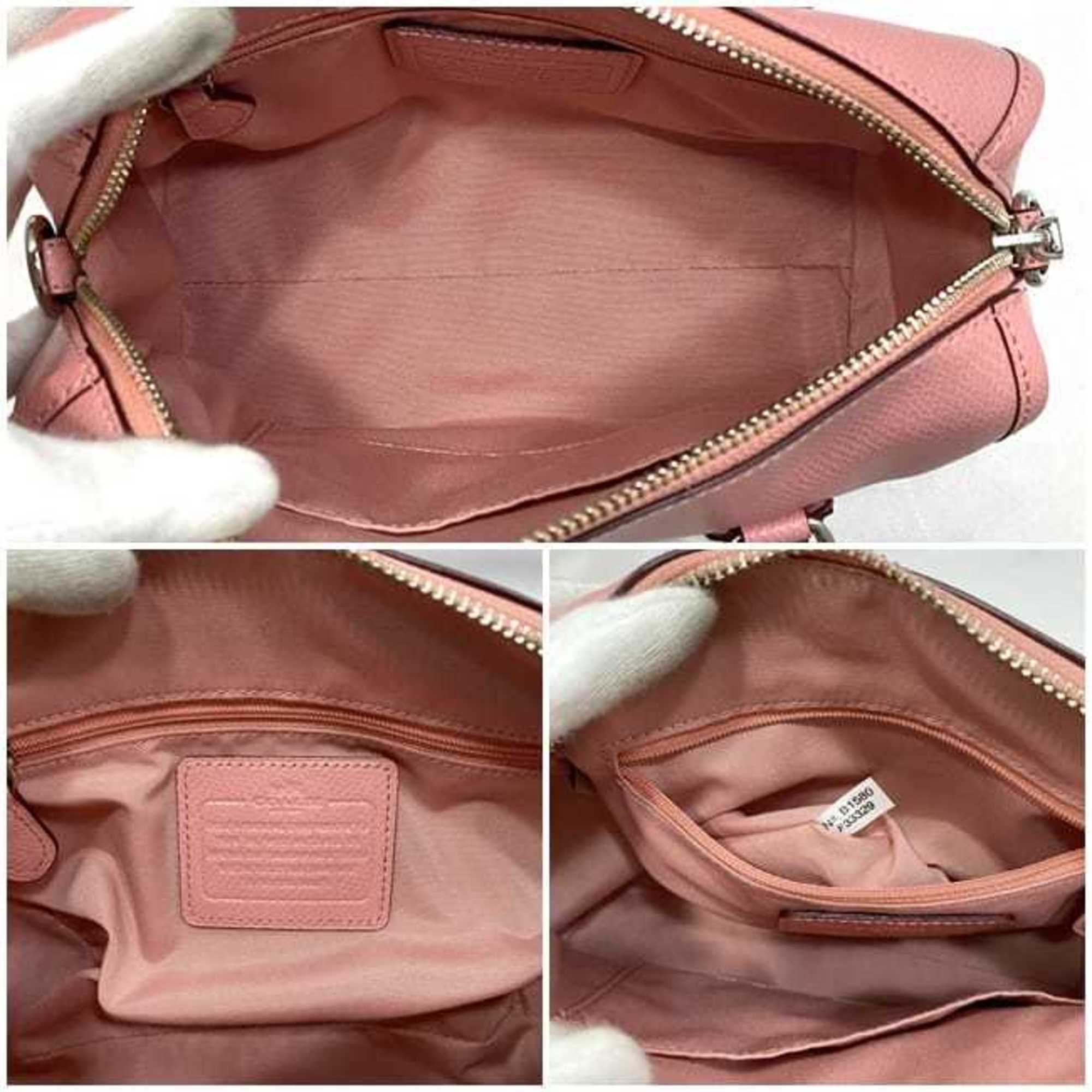 Coach 2way bag ec-21547 pink F33329 satchel leather COACH shoulder Boston ladies compact