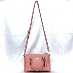 Coach 2way bag ec-21547 pink F33329 satchel leather COACH shoulder Boston ladies compact