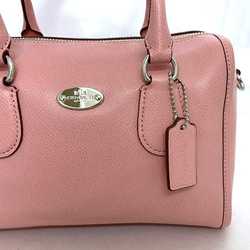 Coach 2way bag ec-21547 pink F33329 satchel leather COACH shoulder Boston ladies compact