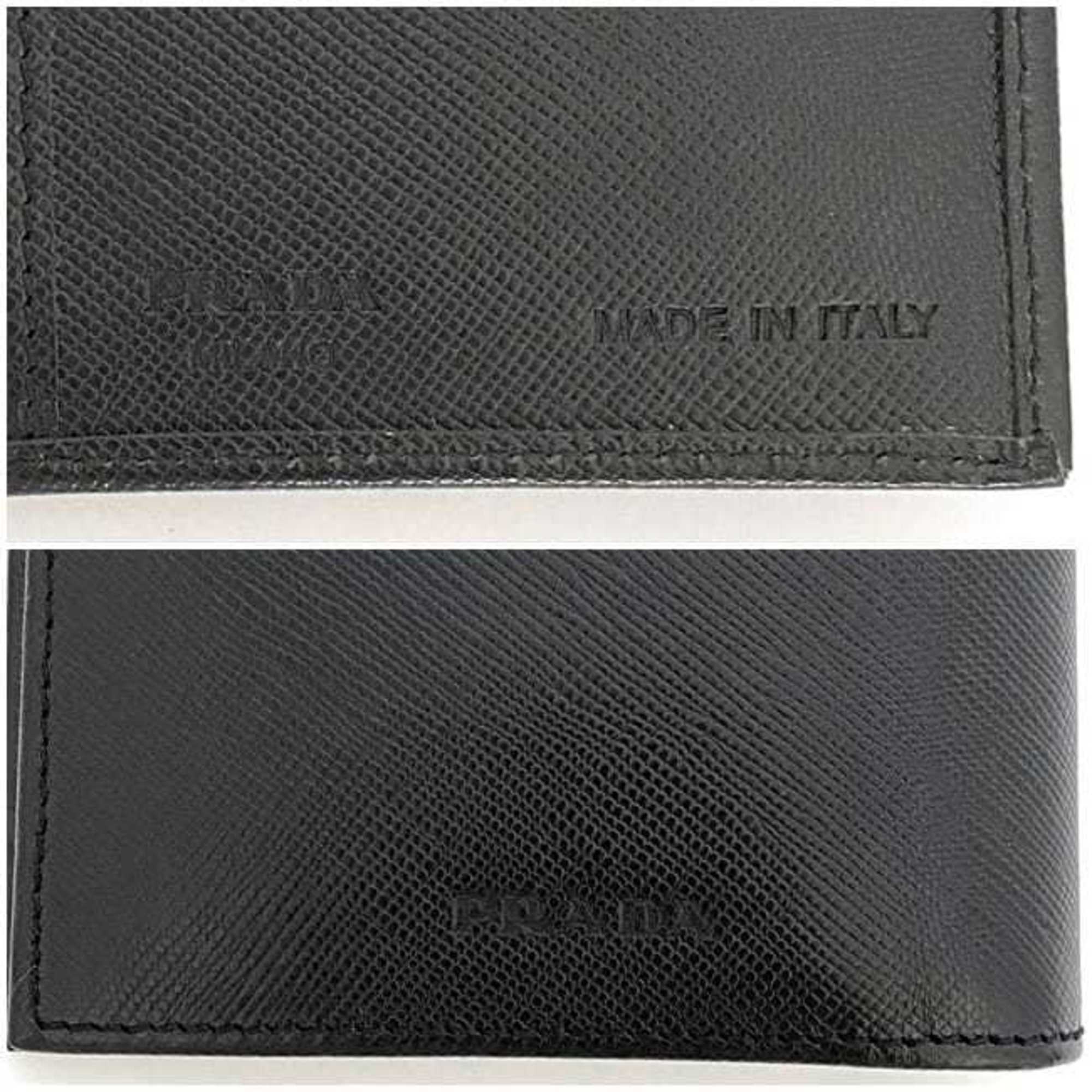 Prada Bi-fold Long Wallet f-21482 Black NERO M836 Saffiano Leather PRADA Vertical Folding Women Men Unisex