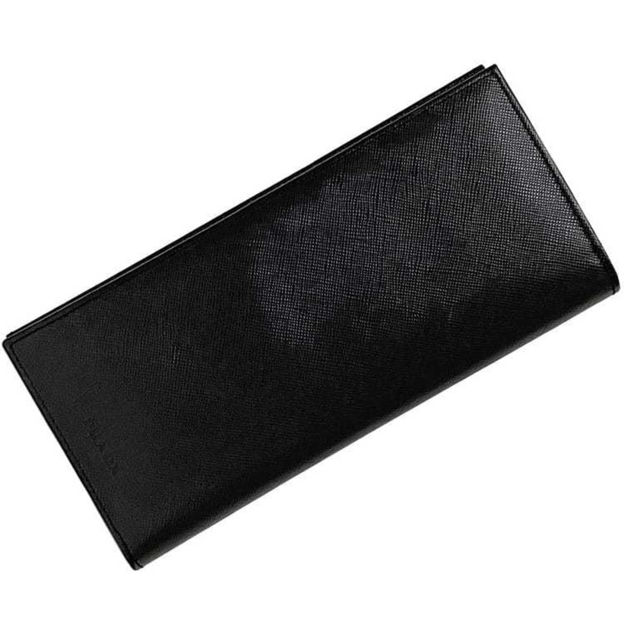 Prada Bi-fold Long Wallet f-21482 Black NERO M836 Saffiano Leather PRADA Vertical Folding Women Men Unisex