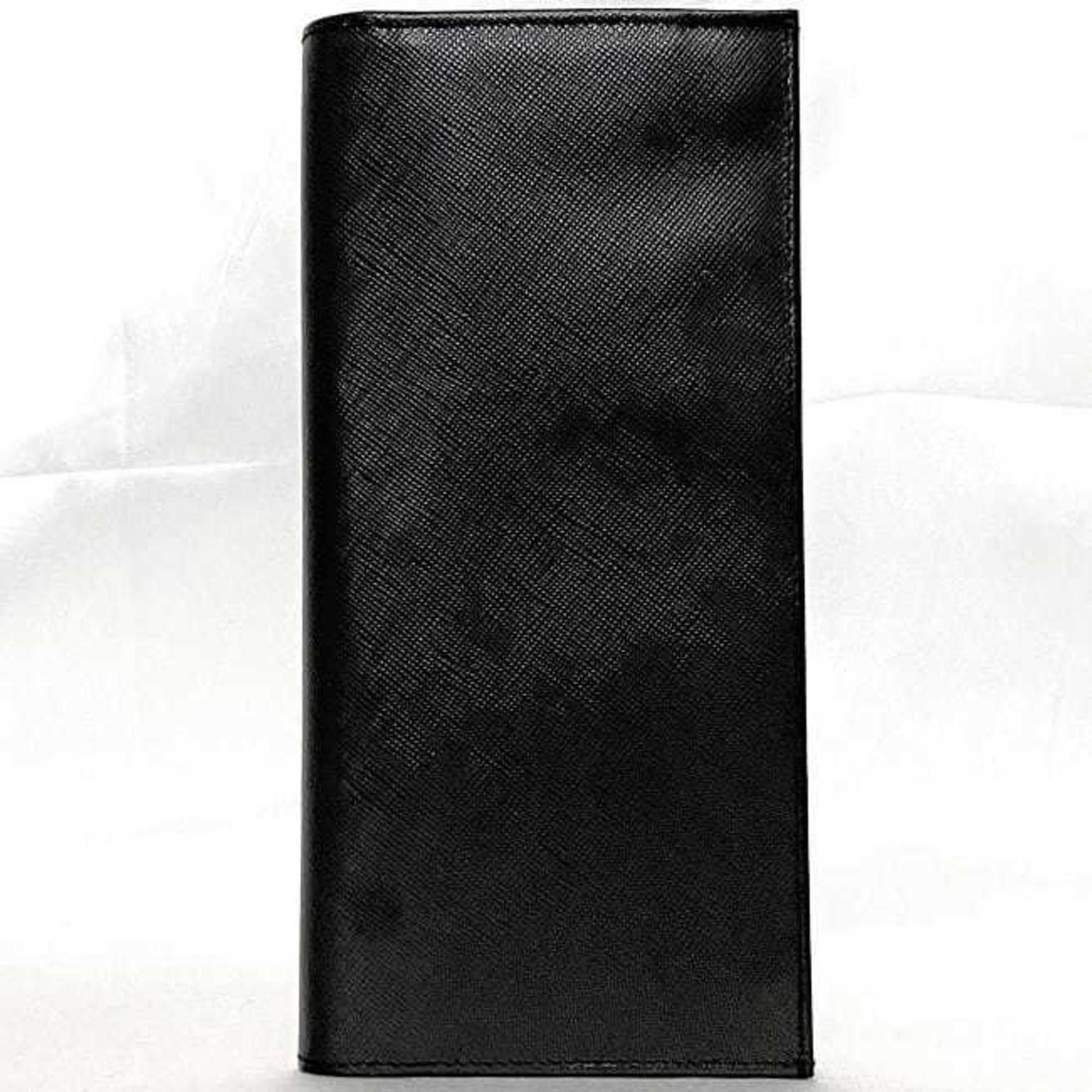 Prada Bi-fold Long Wallet f-21482 Black NERO M836 Saffiano Leather PRADA Vertical Folding Women Men Unisex