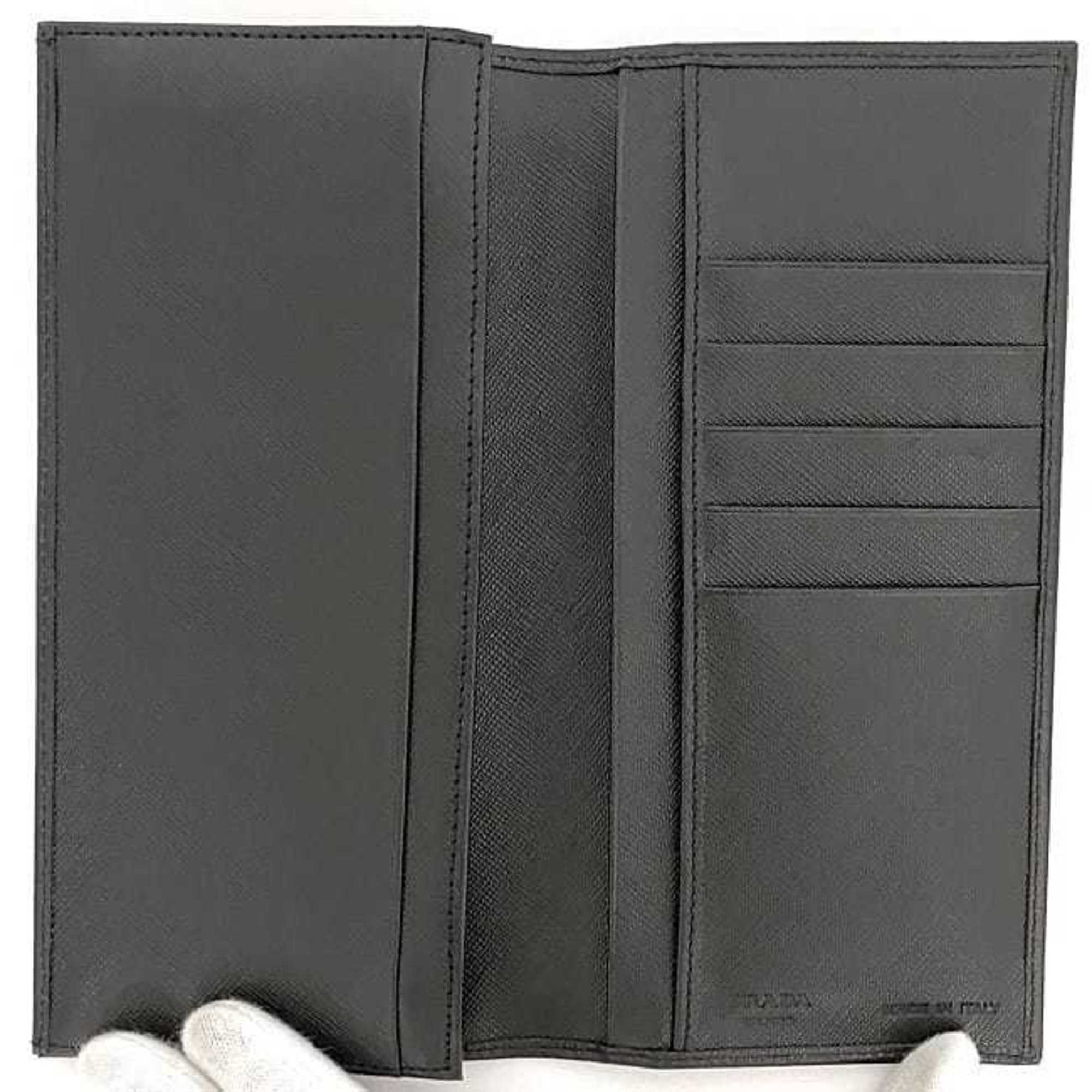 Prada Bi-fold Long Wallet f-21482 Black NERO M836 Saffiano Leather PRADA Vertical Folding Women Men Unisex