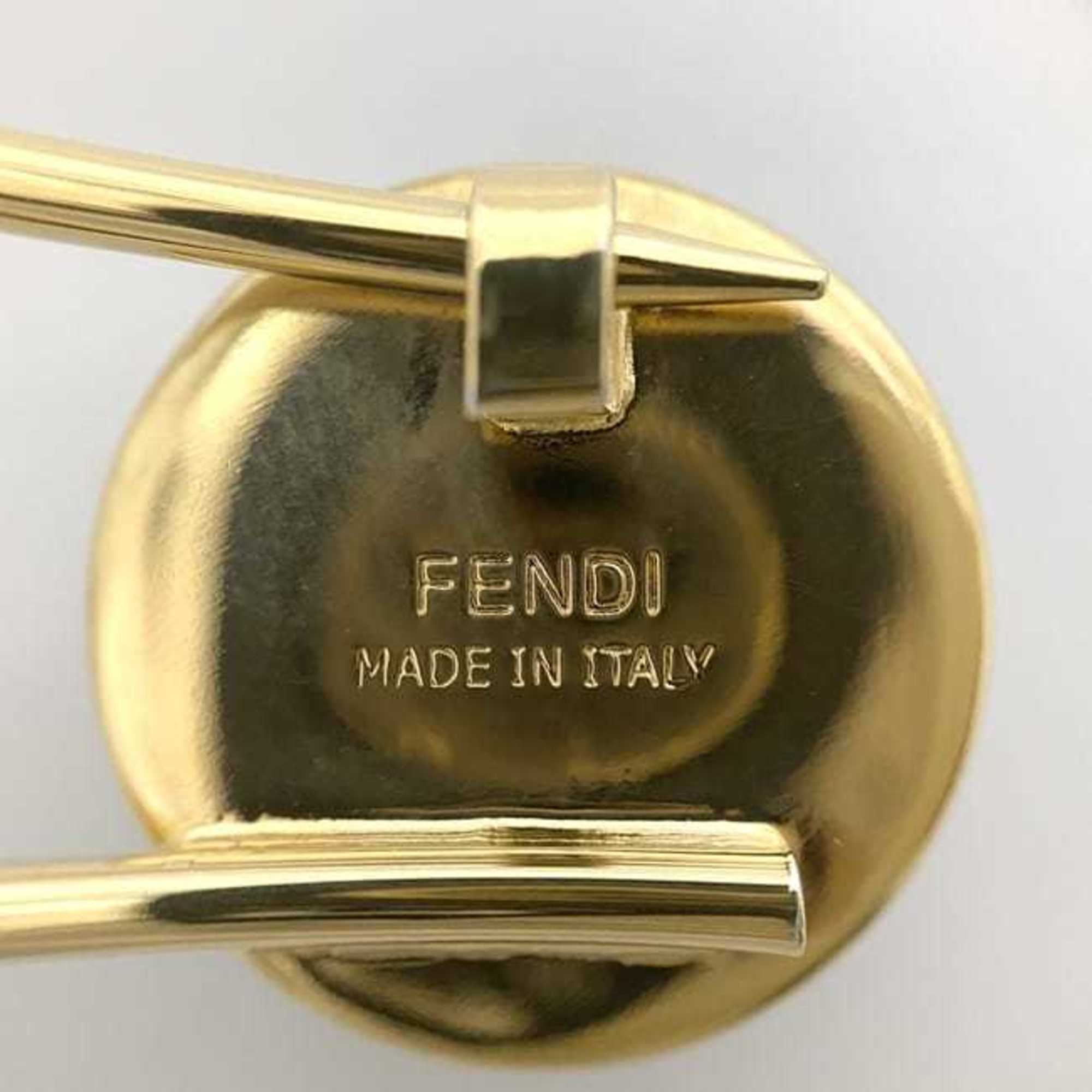 Fendi pin brooch ec-21581 gold beige brown safety GP FENDI ladies compact