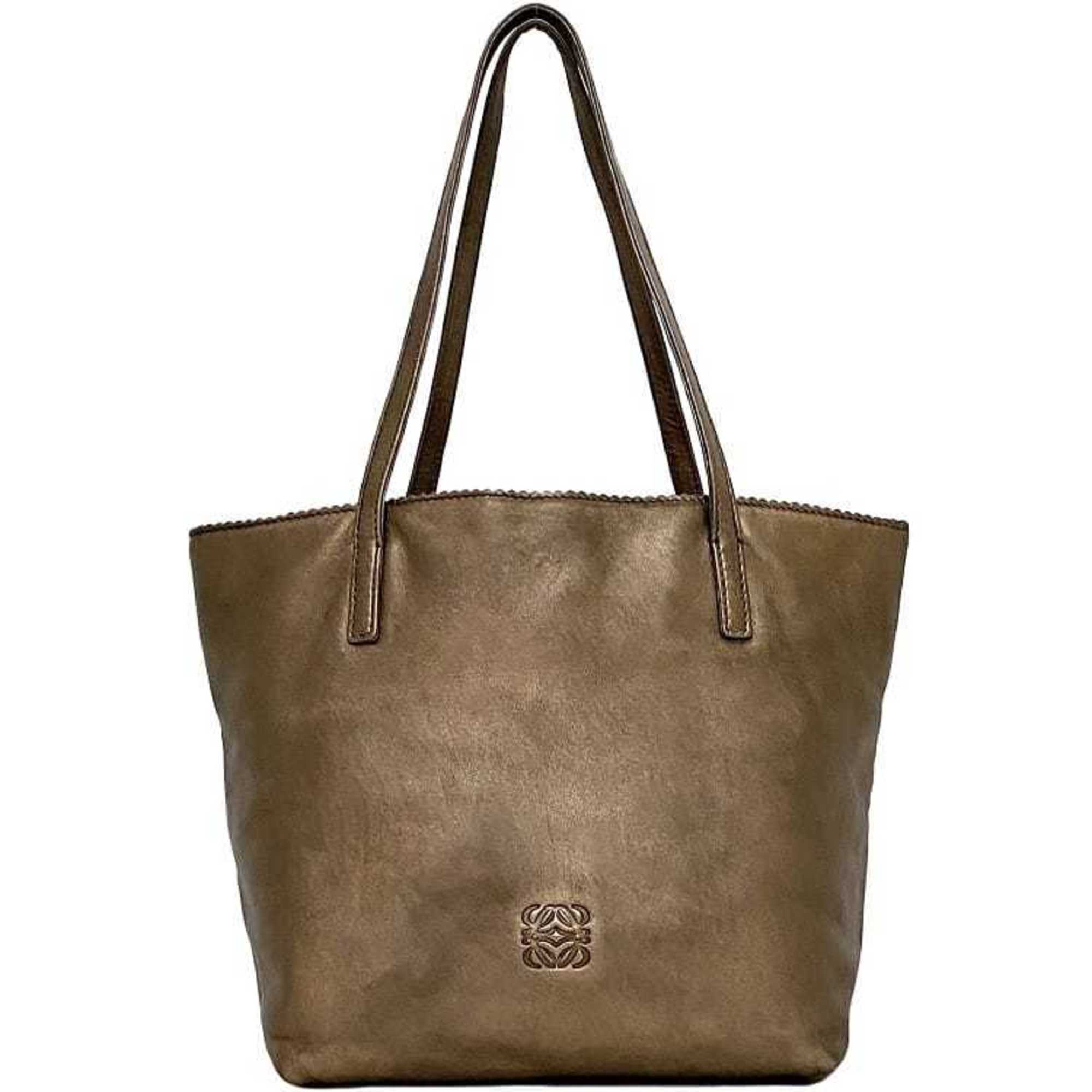 LOEWE Tote Bag ec-21610 Metallic Brown Anagram Nappa Leather Women's