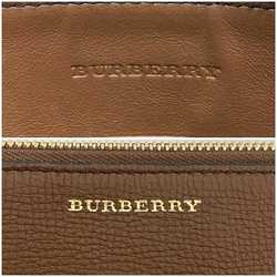 Burberry pouch ec-21605 brown beige check 3975374 canvas leather BURBERRY clutch bag shoulder