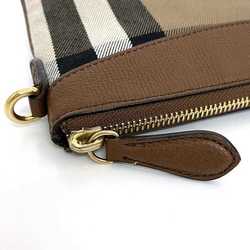 Burberry pouch ec-21605 brown beige check 3975374 canvas leather BURBERRY clutch bag shoulder