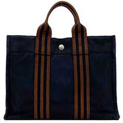 Hermes handbag Foulet PM ec-21539 navy bag canvas HERMES men's women's compact blue