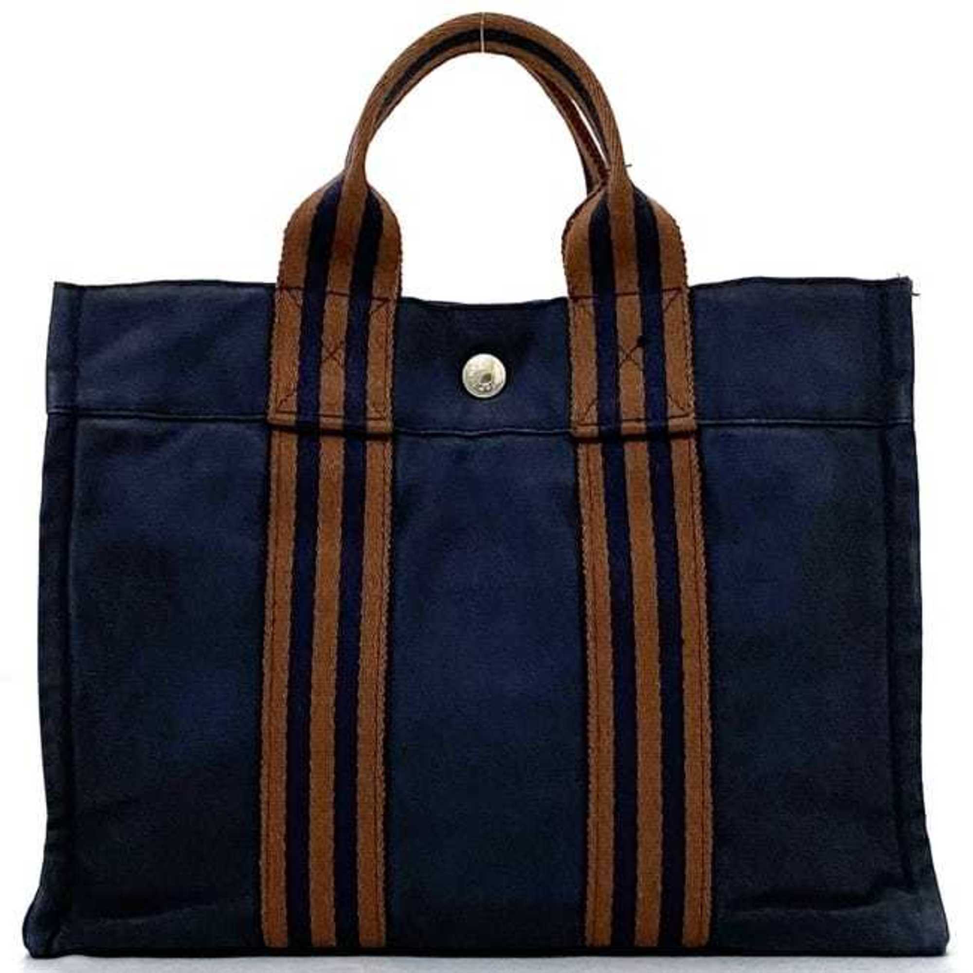 Hermes handbag Foulet PM ec-21539 navy bag canvas HERMES men's women's compact blue