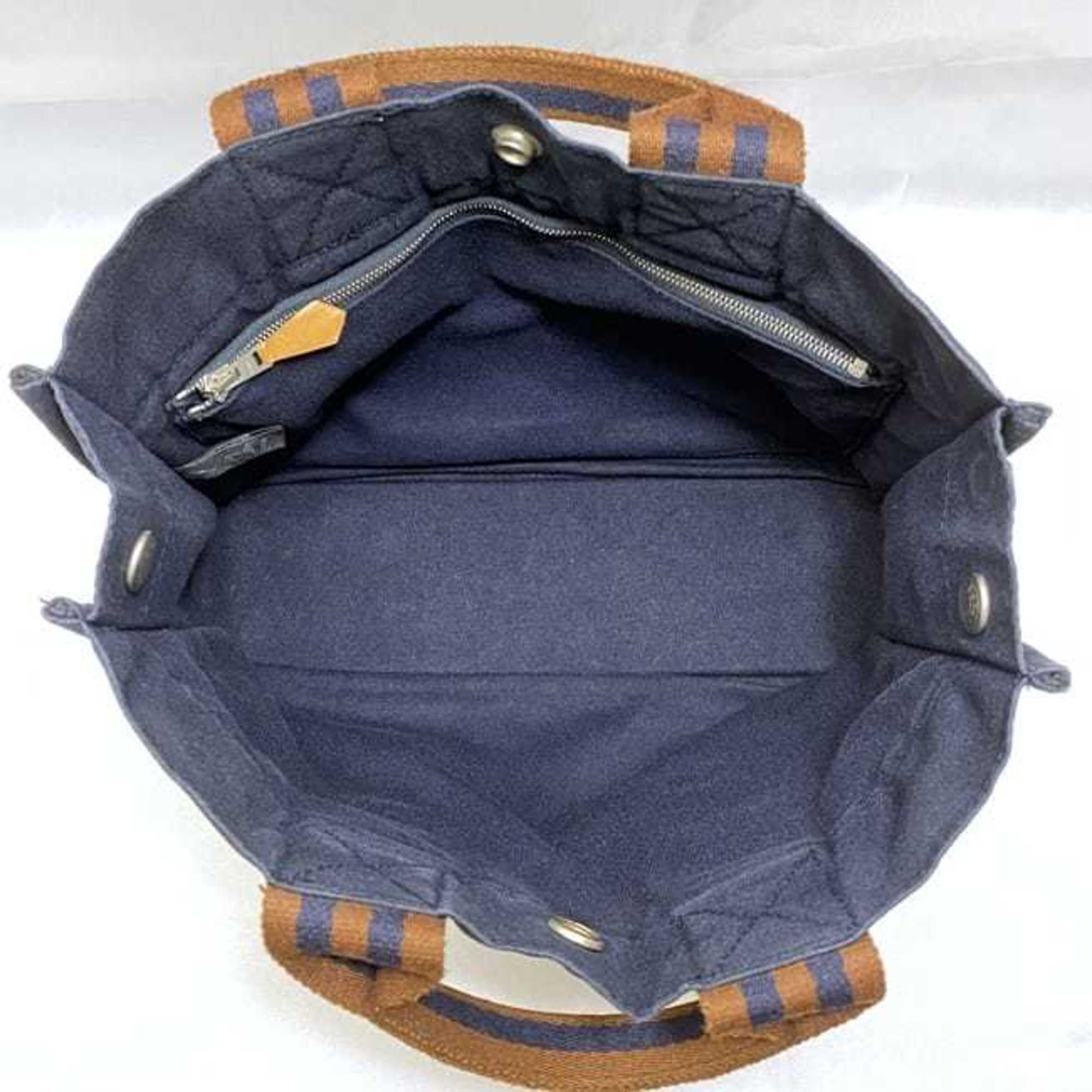 Hermes handbag Foulet PM ec-21539 navy bag canvas HERMES men's women's compact blue