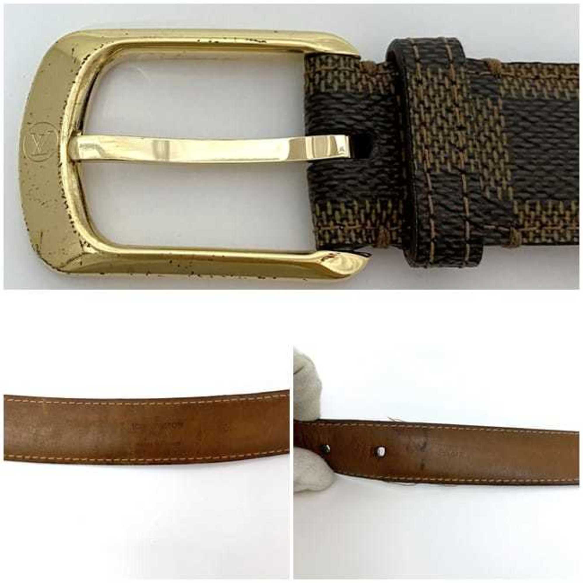 Louis Vuitton Belt Santur Ellipse ec-21507 Brown Damier Ebene M6995 82cm Canvas CT4057 LOUIS VUITTON Women's Gold Buckle Circle