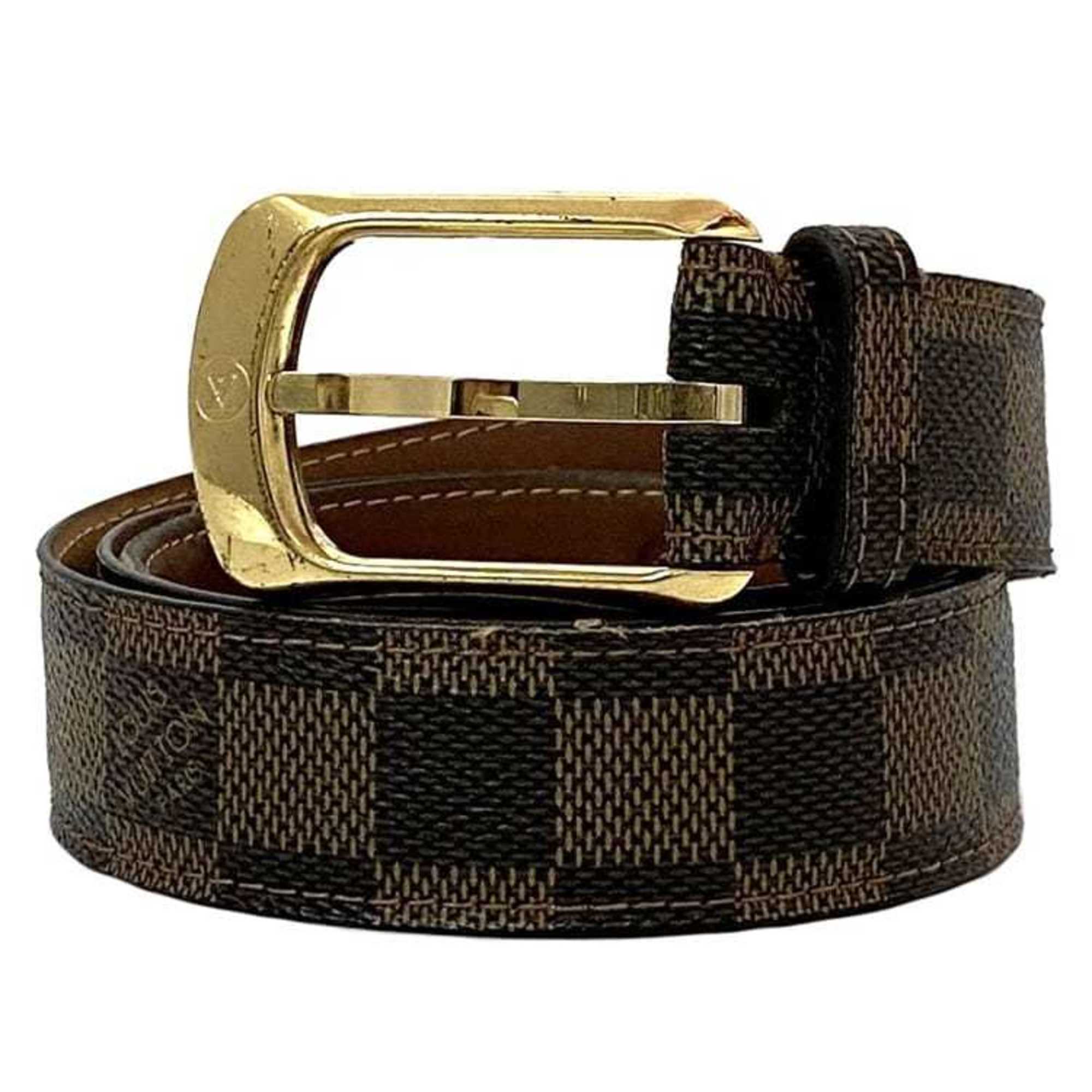 Louis Vuitton Belt Santur Ellipse ec-21507 Brown Damier Ebene M6995 82cm Canvas CT4057 LOUIS VUITTON Women's Gold Buckle Circle