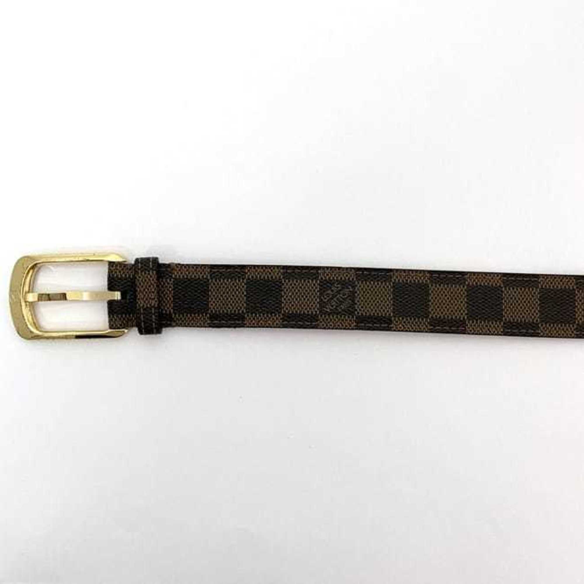 Louis Vuitton Belt Santur Ellipse ec-21507 Brown Damier Ebene M6995 82cm Canvas CT4057 LOUIS VUITTON Women's Gold Buckle Circle