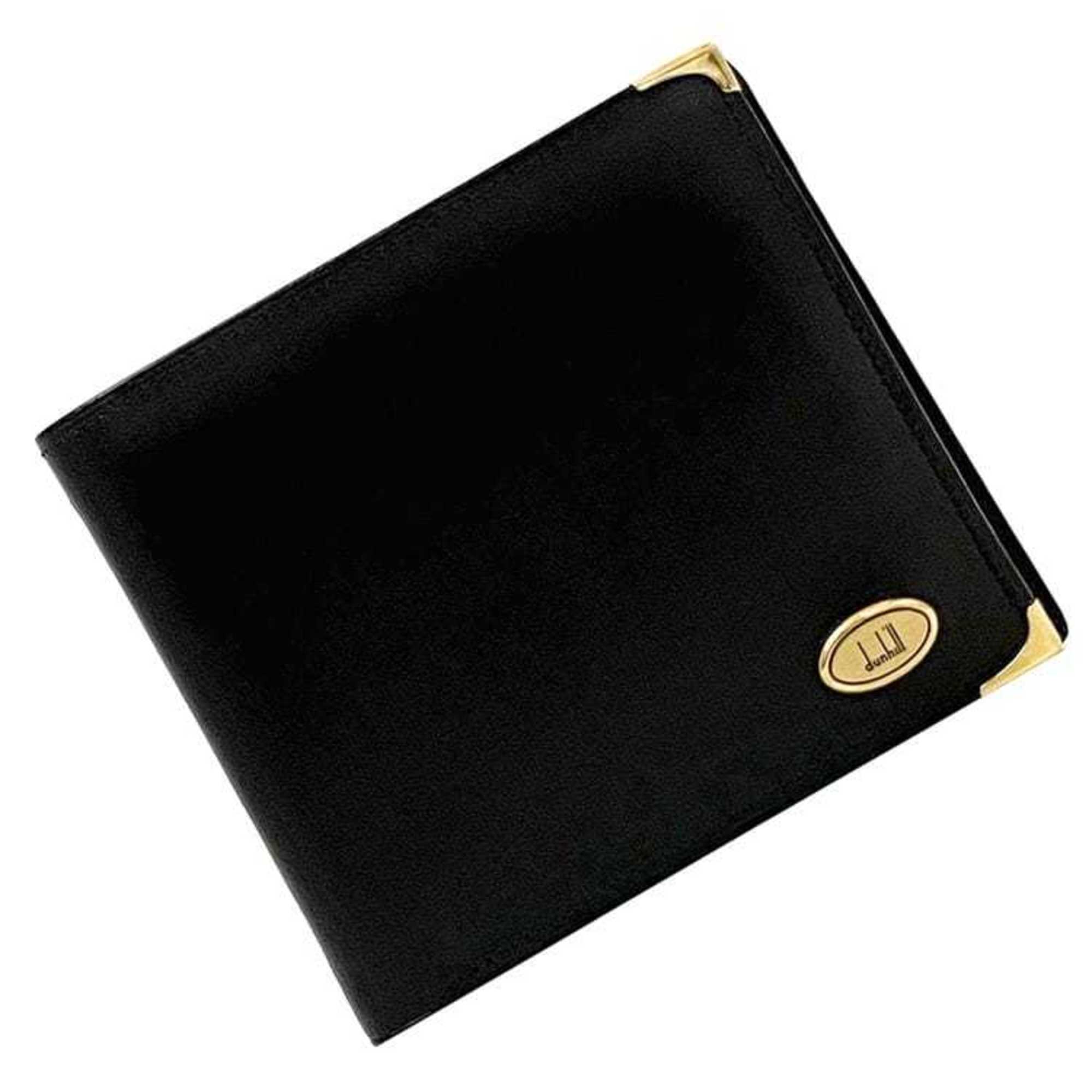 Dunhill bi-fold wallet ec-21508 black chelsea leather dunhill compact men's