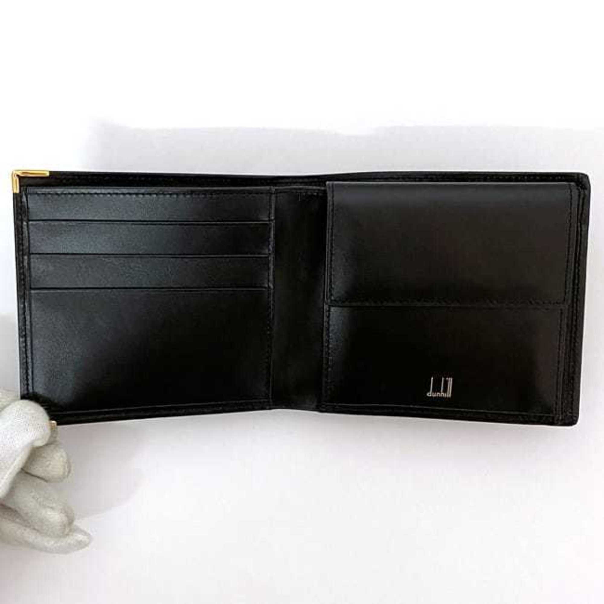 Dunhill bi-fold wallet ec-21508 black chelsea leather dunhill compact men's