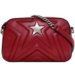 Stella McCartney Chain Shoulder Bag ec-21447 Red 500993 Star Leather STELLA McCARTNEY Stitched Women's