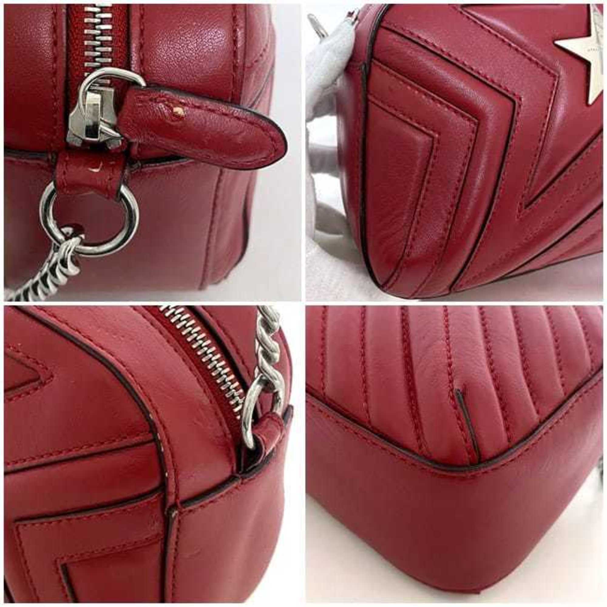 Stella McCartney Chain Shoulder Bag ec-21447 Red 500993 Star Leather STELLA McCARTNEY Stitched Women's