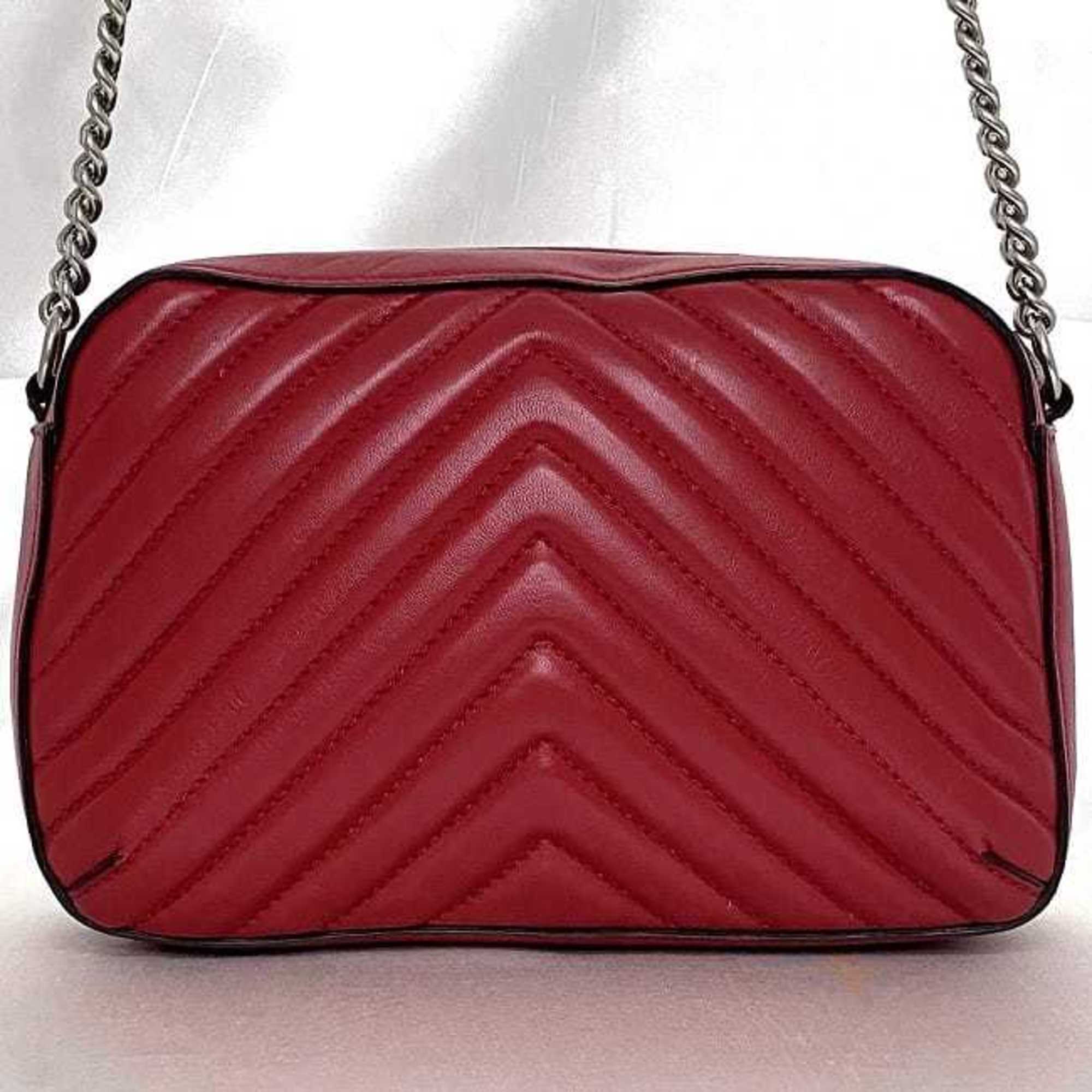 Stella McCartney Chain Shoulder Bag ec-21447 Red 500993 Star Leather STELLA McCARTNEY Stitched Women's