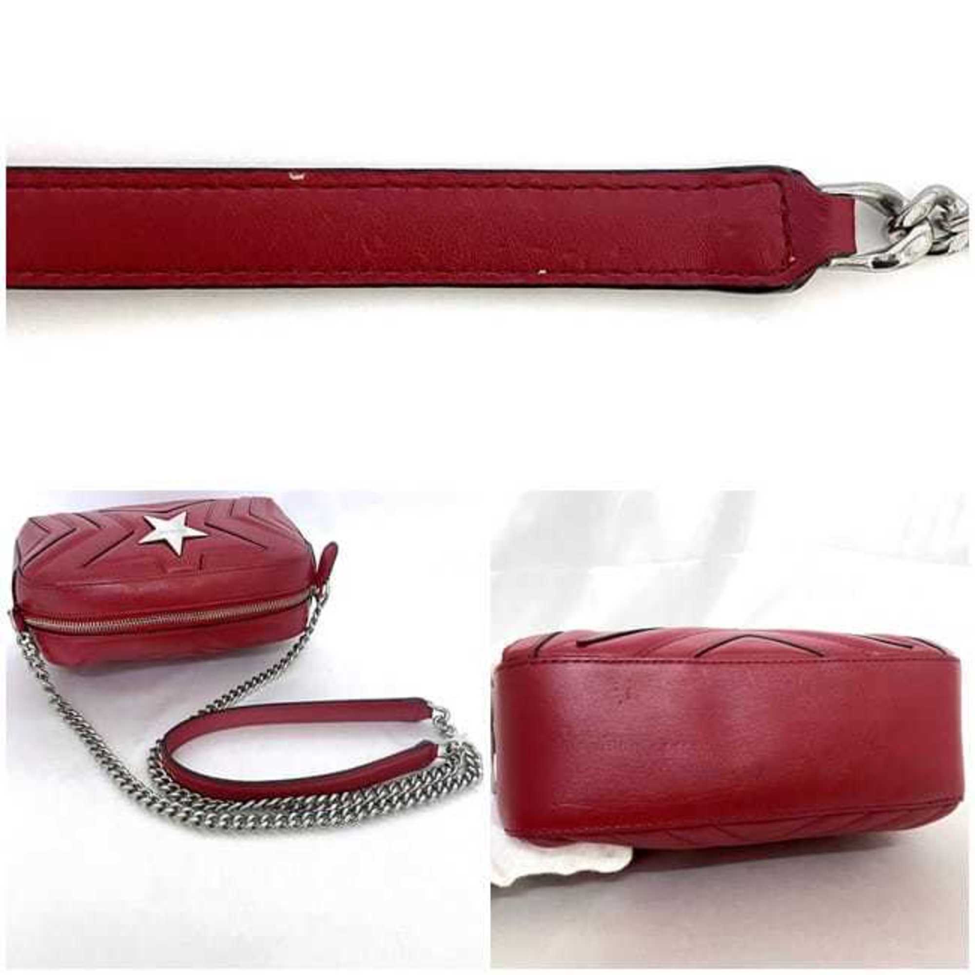 Stella McCartney Chain Shoulder Bag ec-21447 Red 500993 Star Leather STELLA McCARTNEY Stitched Women's