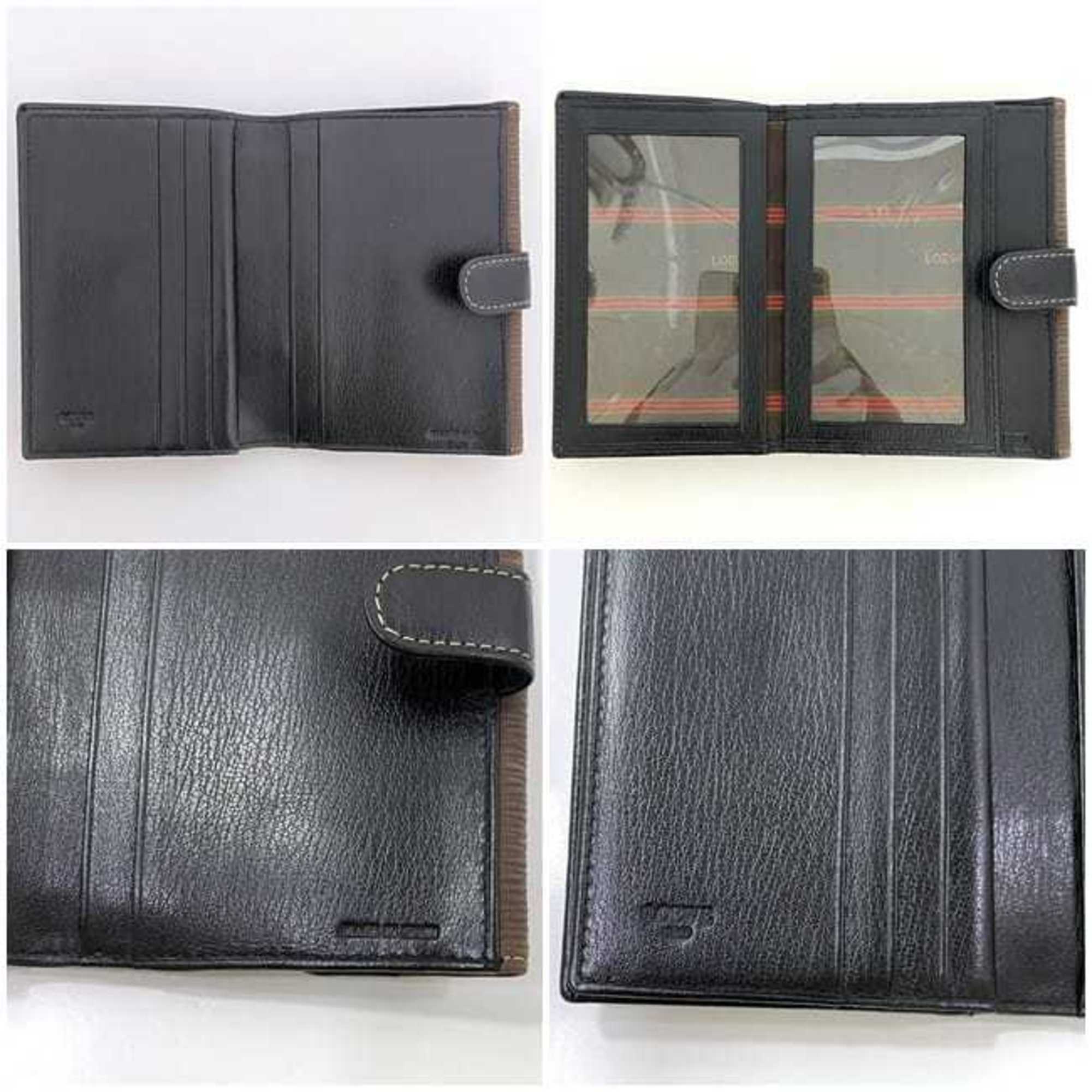 LOEWE Bi-fold Wallet ec-21542 Black Brown Velazquez Leather Twist Metal Fittings Women's Compact