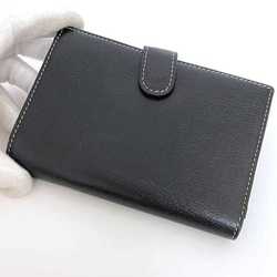 LOEWE Bi-fold Wallet ec-21542 Black Brown Velazquez Leather Twist Metal Fittings Women's Compact