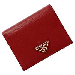 Prada Bi-fold Wallet ec-21505 Red 1MV204 Saffiano Leather PRADA Triangle Plate Compact Women's