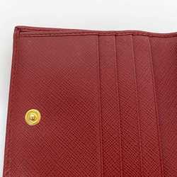 Prada Bi-fold Wallet ec-21505 Red 1MV204 Saffiano Leather PRADA Triangle Plate Compact Women's