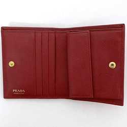 Prada Bi-fold Wallet ec-21505 Red 1MV204 Saffiano Leather PRADA Triangle Plate Compact Women's