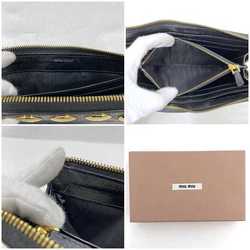 Miu Miu Miu L-shaped long wallet ec-21633 black leather GP miu women's