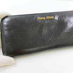 Miu Miu Miu L-shaped long wallet ec-21633 black leather GP miu women's