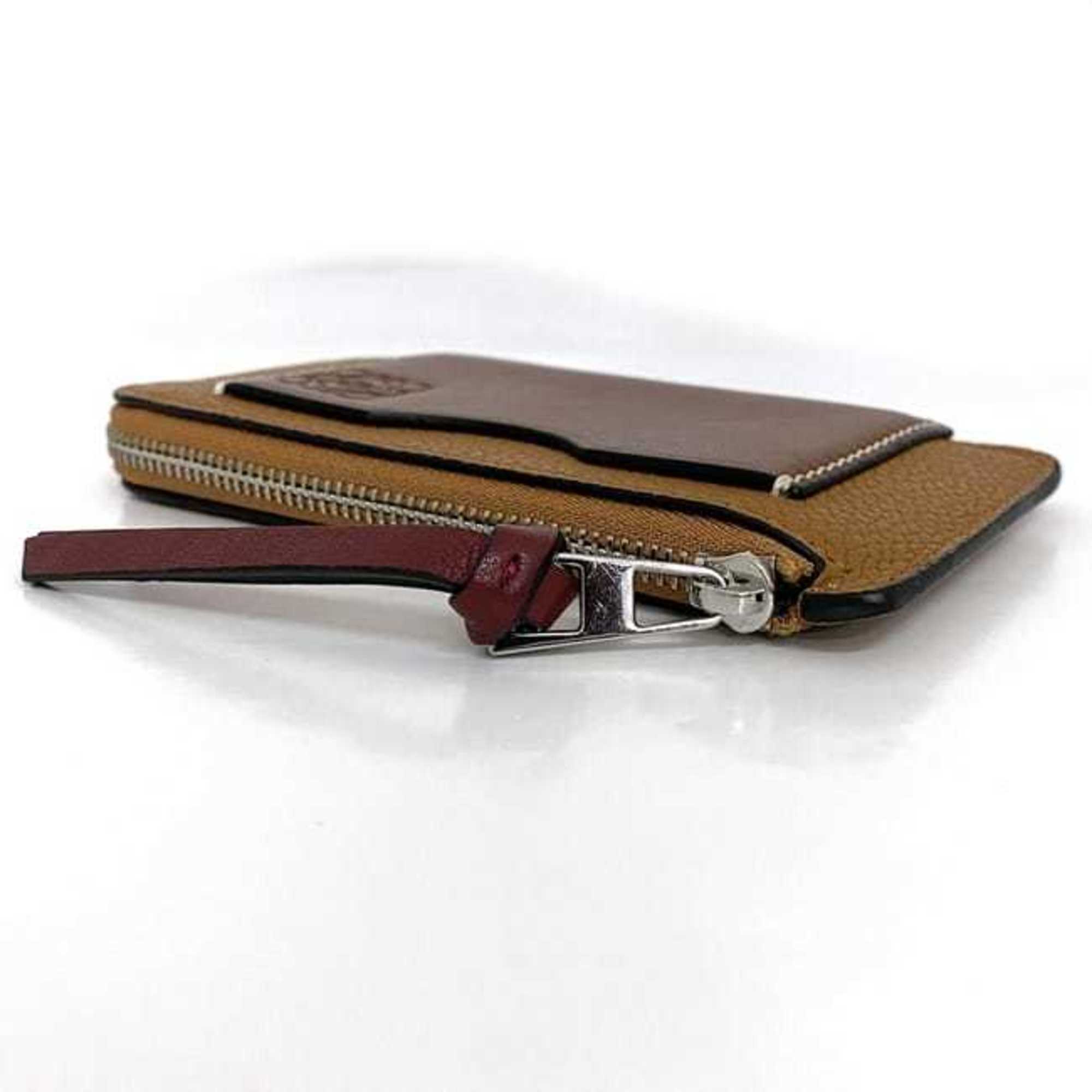 LOEWE Coin Case ec-21635 Brown Anagram C660Z40X04 Card Holder Leather 2261815 L-Shaped Wallet Purse Compact