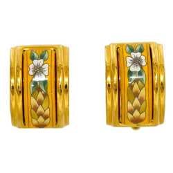 Hermes Earrings ec-21464 Gold GP Cloisonne HERMES Women's Flower Retro