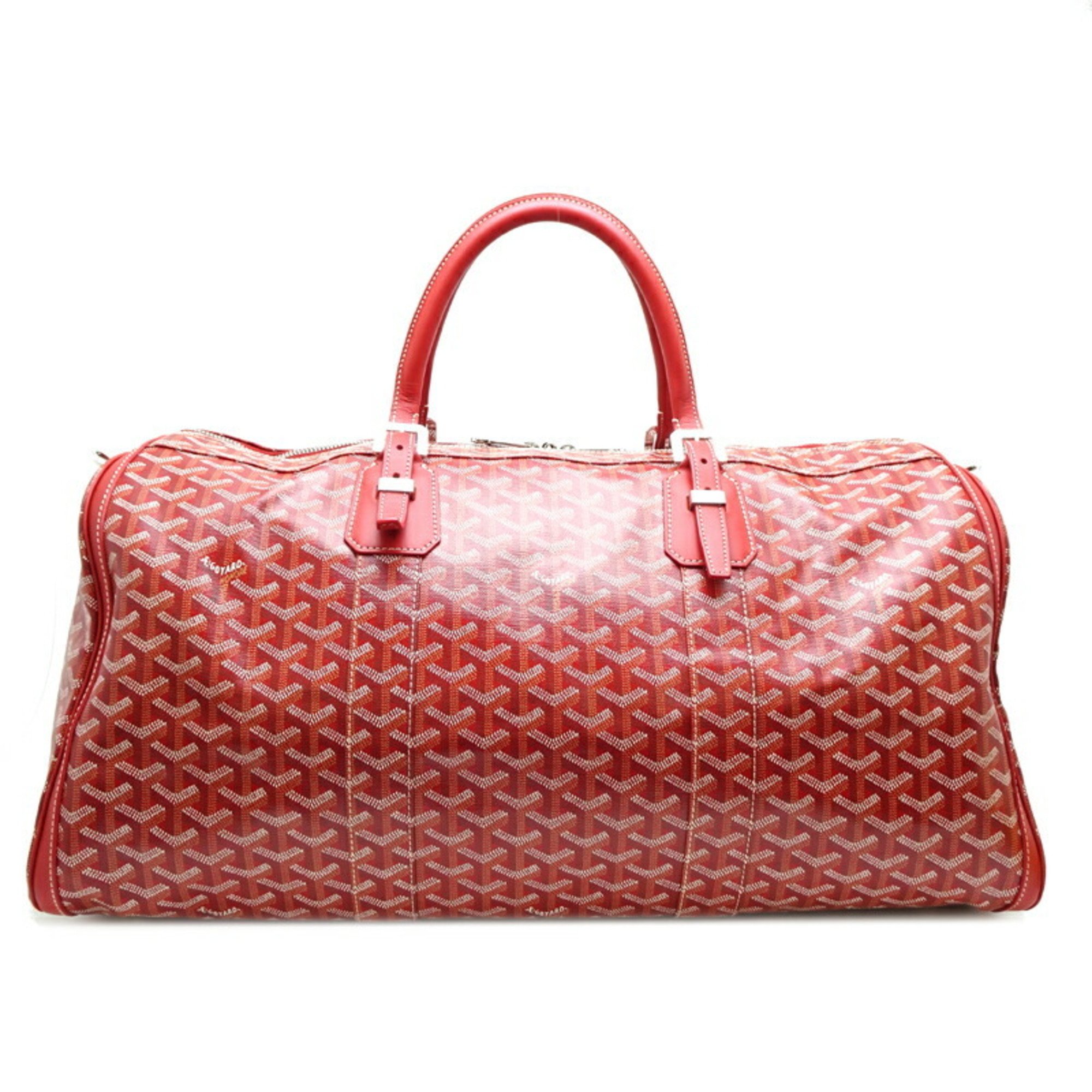 Goyard Croisjour 55 Women's and Men's Boston Bag PVC Coated Canvas Red